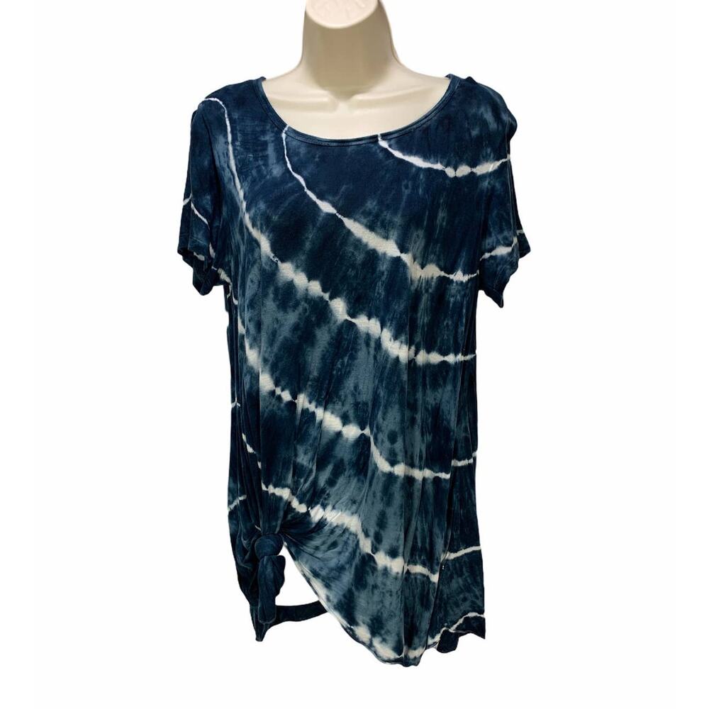 Alya Shirt Size Medium Dip Dye Bow Tie Short Sleeve Lightweight Pullover Stretch
